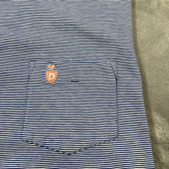 B Draddy Polo Shirt Mens Large Blue Stripe Golf Activewear Stretch Performance - Picture 7 of 10